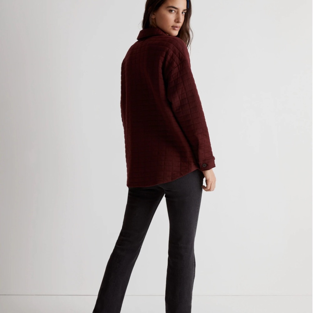 Madewell Quilted Shirt Jacket Shacket Size Large Cabernet Burgundy Comfy Casual - Picture 3 of 10